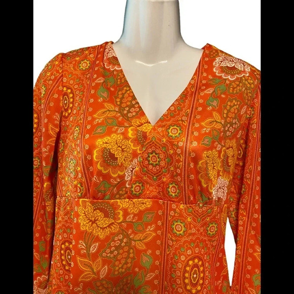 Vintage Hippie 70’s Print Maxi Dress - Picture 3 of 8